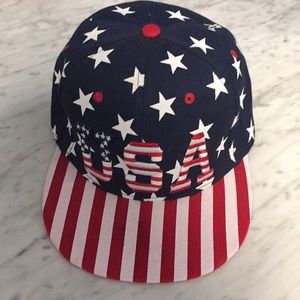 Flat bill snap back USA hat